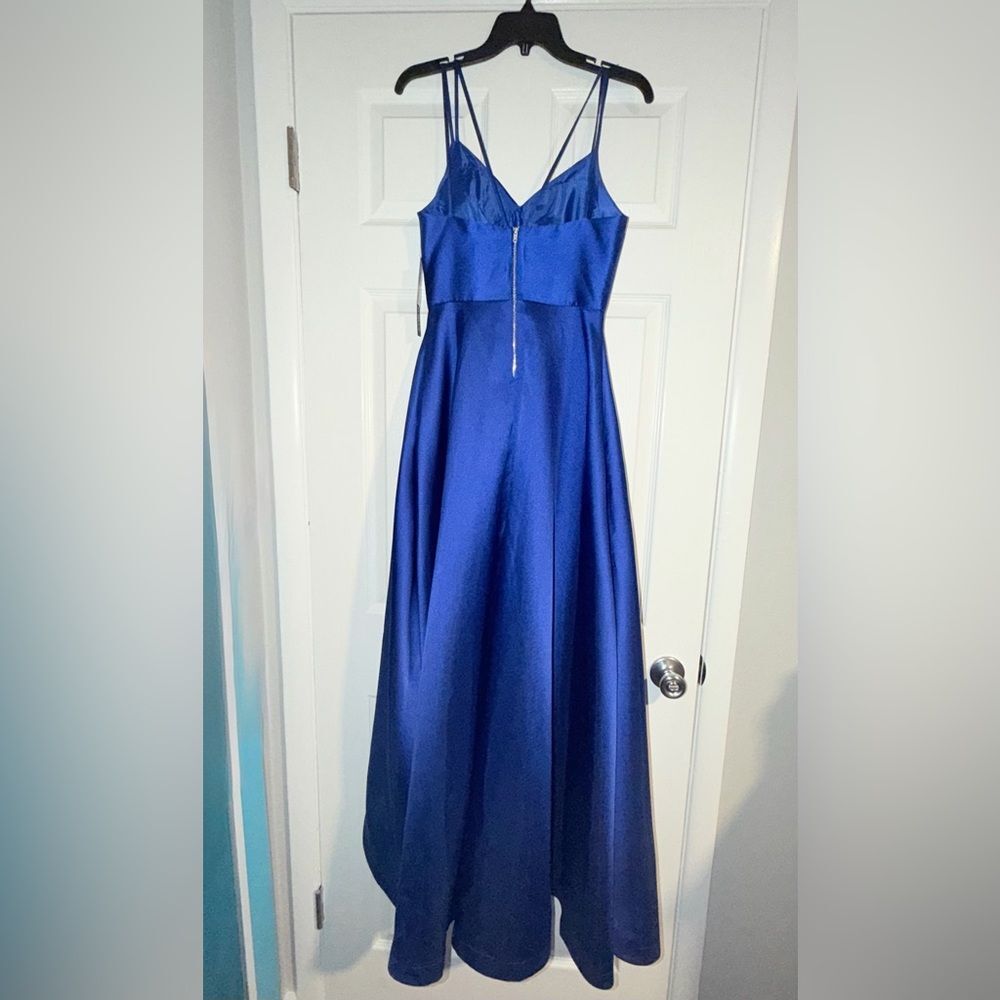 Royal Blue A-Line Satin Dress. (NWT) My Michelle, size 1 - Picture 3 of 13